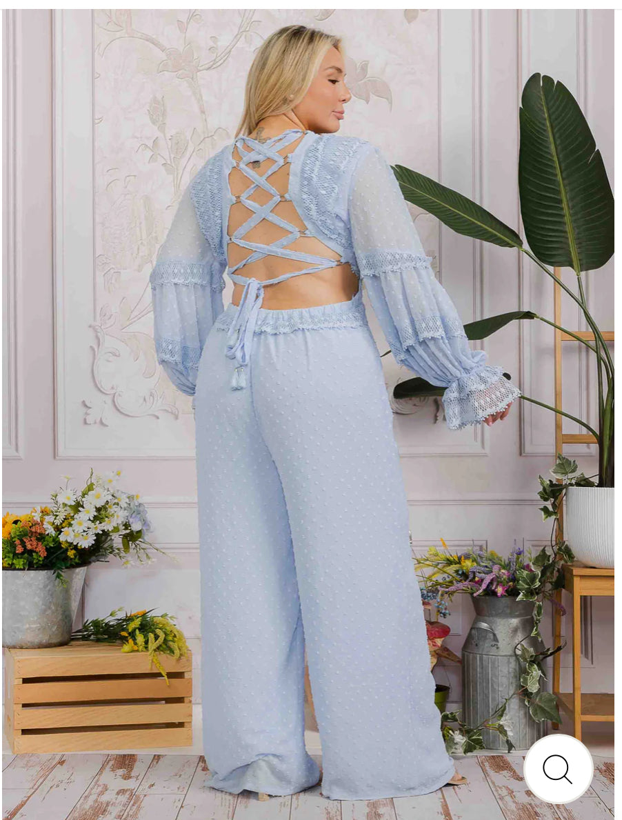 Soft Sky Lace-Up Jumpsuit ☁️✨