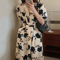 Floral Dress with Double Pockets and Puff Sleeves