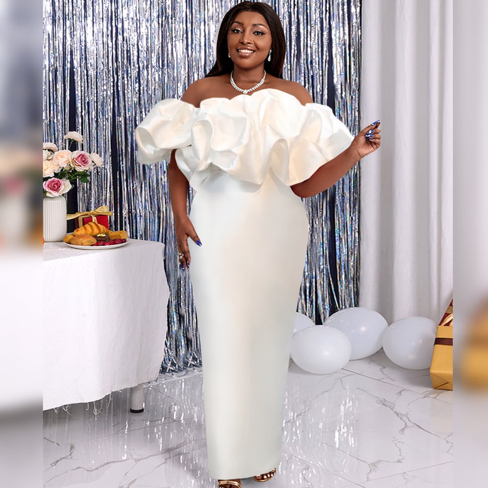 French Plus Size Ruffled Long Skirt