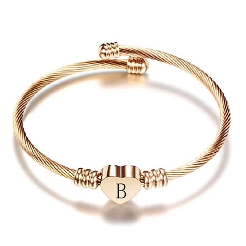 Simple Love 26 Letters Stainless Steel Bracelet