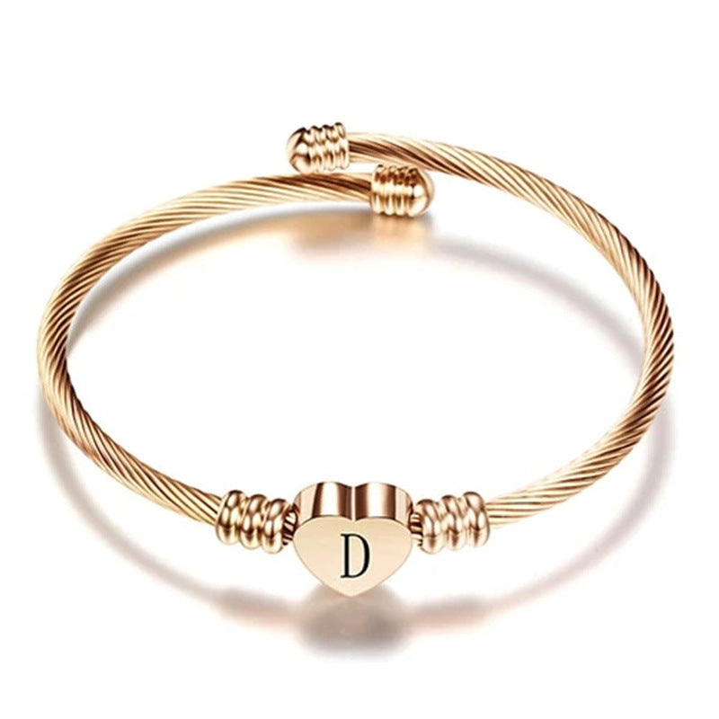 Simple Love 26 Letters Stainless Steel Bracelet