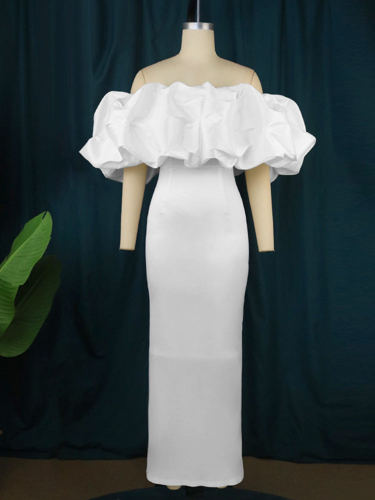 French Plus Size Ruffled Long Skirt